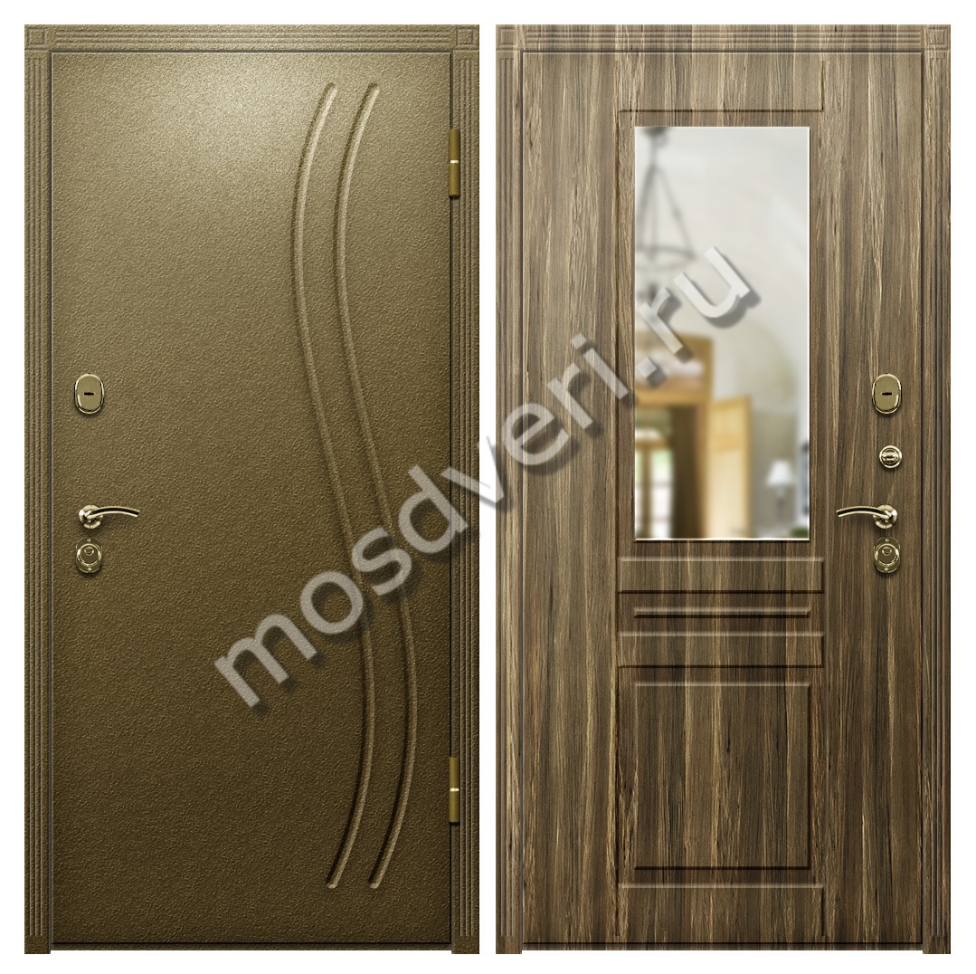 Металлическая входная дверь в дом с зеркалом - купить от производителя Мосдвери Металлическая входная дверь в дом с зеркалом